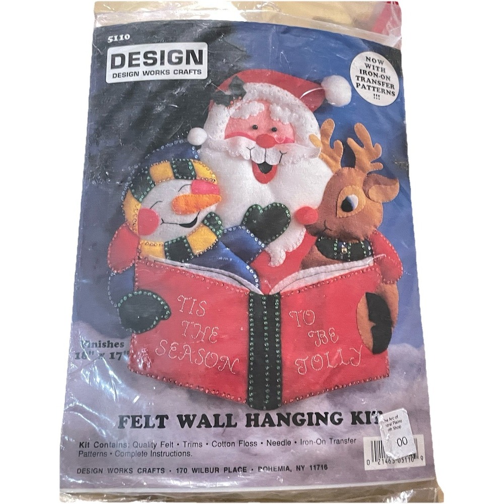 Christmas Felt Craft Kit Santa Wall Hanging Kit Sealed NOS Kids Fun VTG 80's